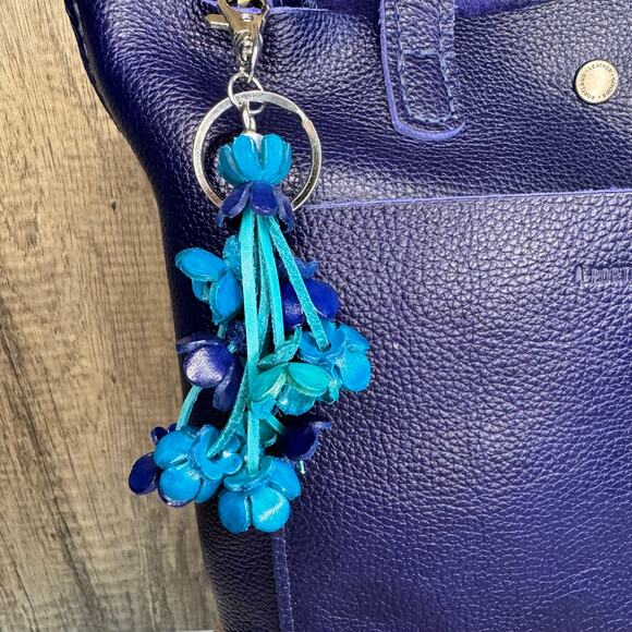 Leather Flower Purse Charm Genuine Leather Bag Charm NEW FAST SHIP - Picture 2 of 6